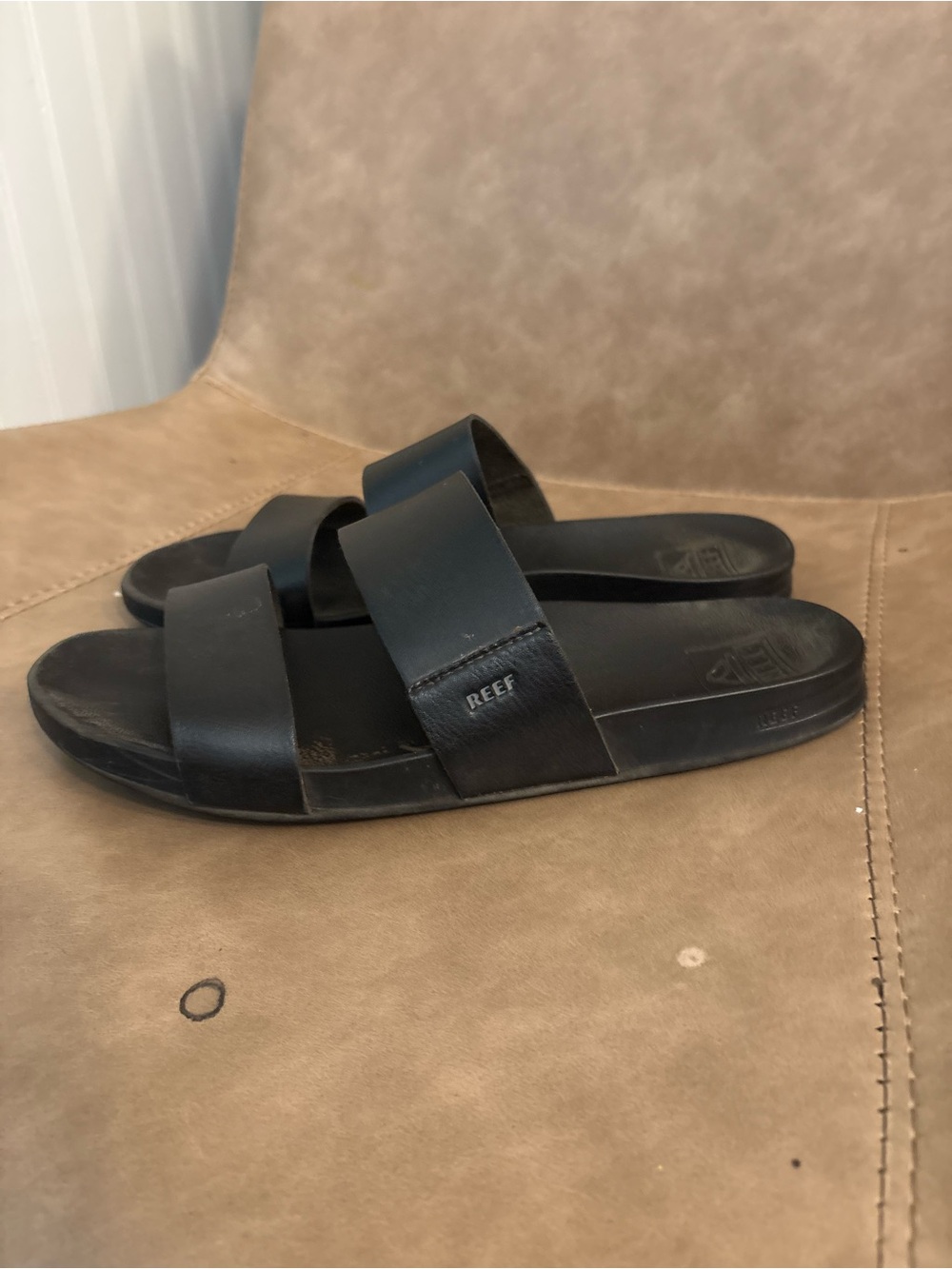 Reef black cushion vista sandal slides shoes size 7